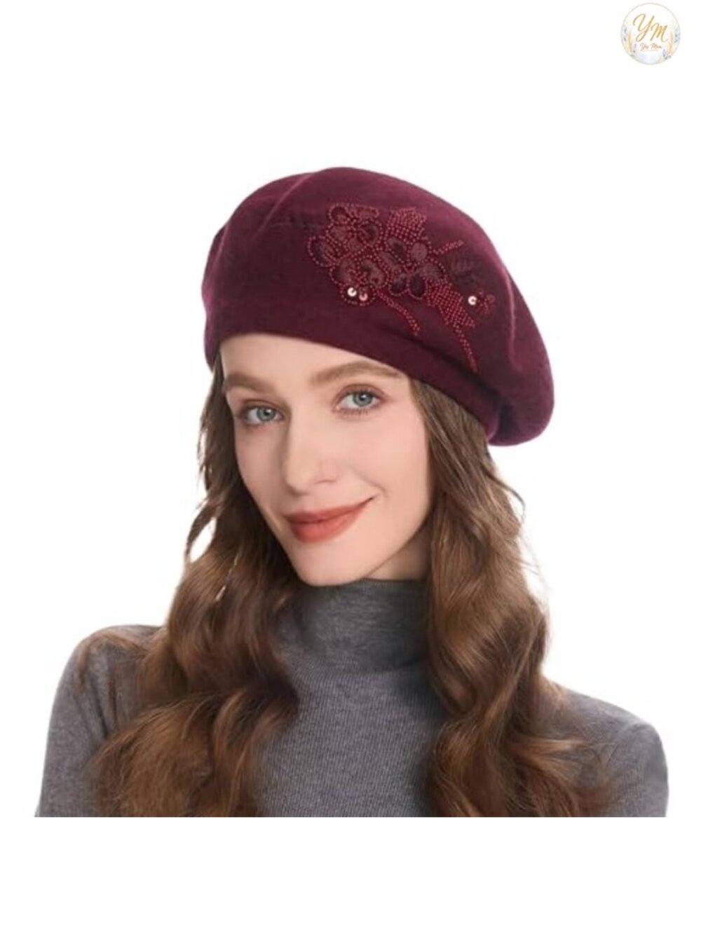 Reversible Knit Beret Warm Thickened Artist Cap One Size